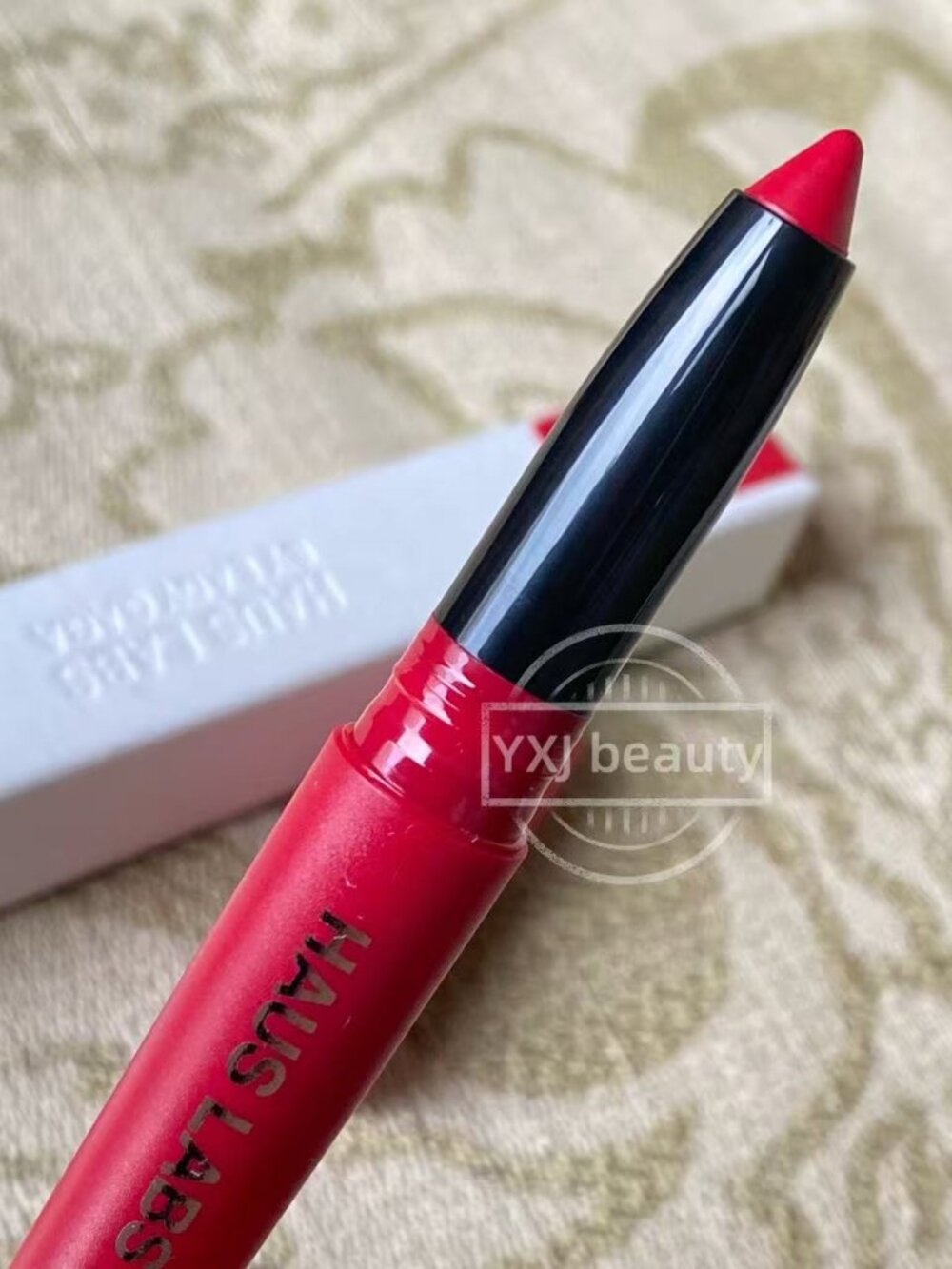 New HAUS LABS Le Monster Crayon Lipstick Lip Liner~Crimson Matte~Full Size 1.4 g
